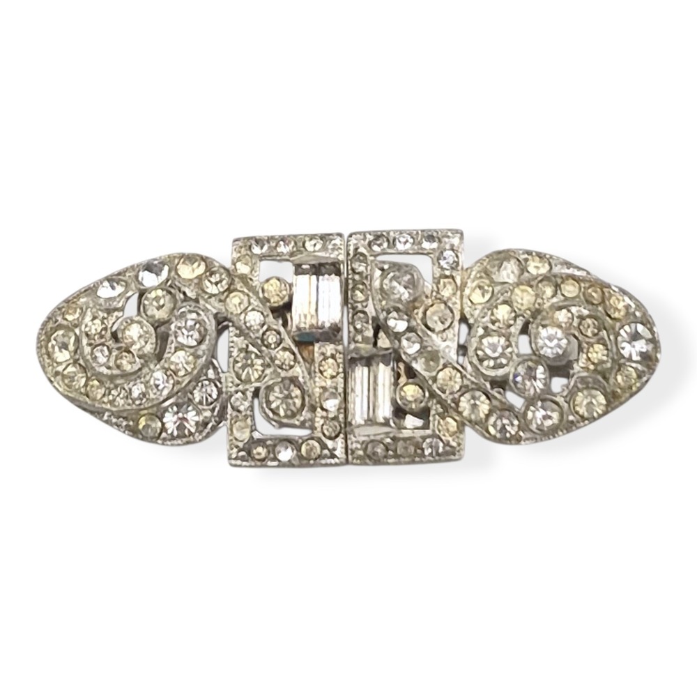 Vintage Coro Duette Rhinestone Brooch Art Deco Dress Clips 1930s Pat 1852188